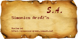 Simonics Arzén névjegykártya